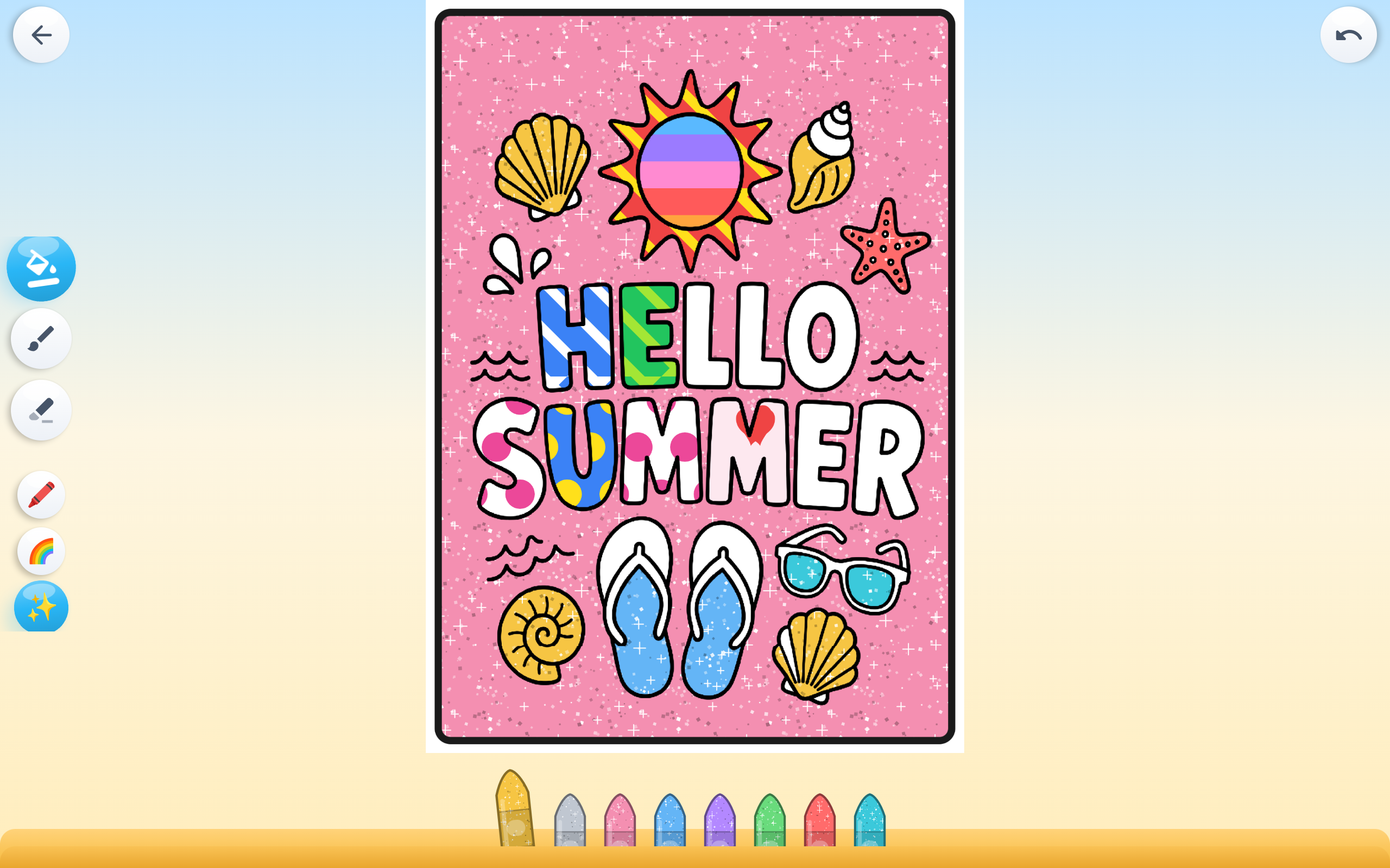 Pattern and glitter crayons